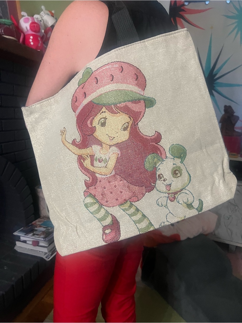 big and adorable strawberry shortcake tote!